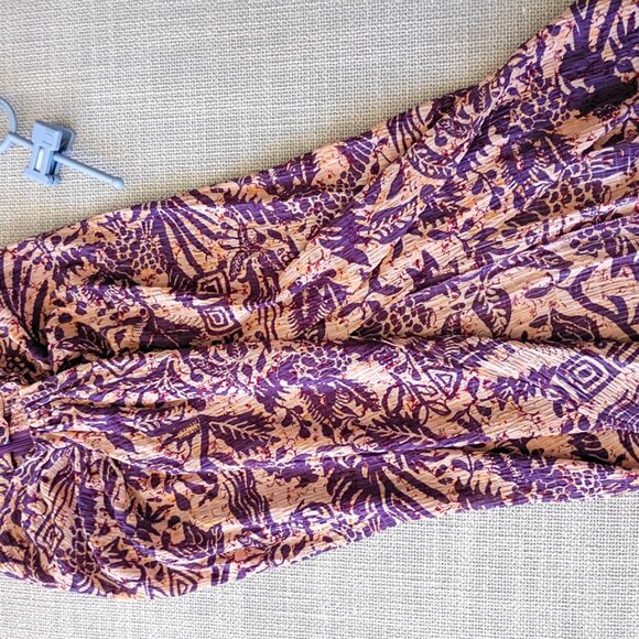 ZARA Printed Two-Piece Set – Boho Purple & Tan Crop Top + Midi Skirt | Size XS - Picture 4 of 8